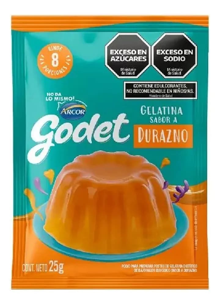 GELATINA GODET ARCOR SABOR DURAZNO 25G