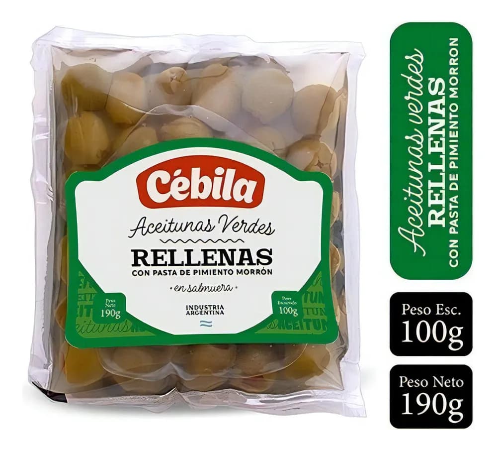 ACEITUNA CEBILA VERDE RELLENA SACHET 100 G