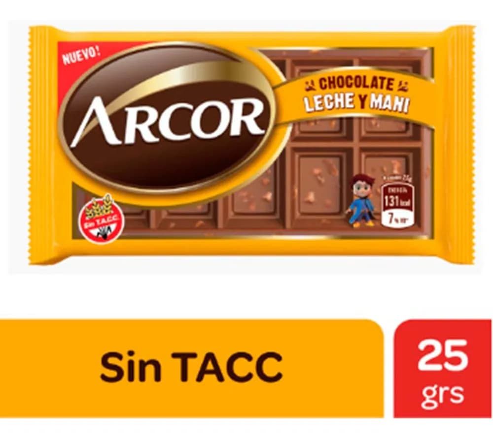 CHOCO TAB CON LECHE Y MANI ARCOR 95G