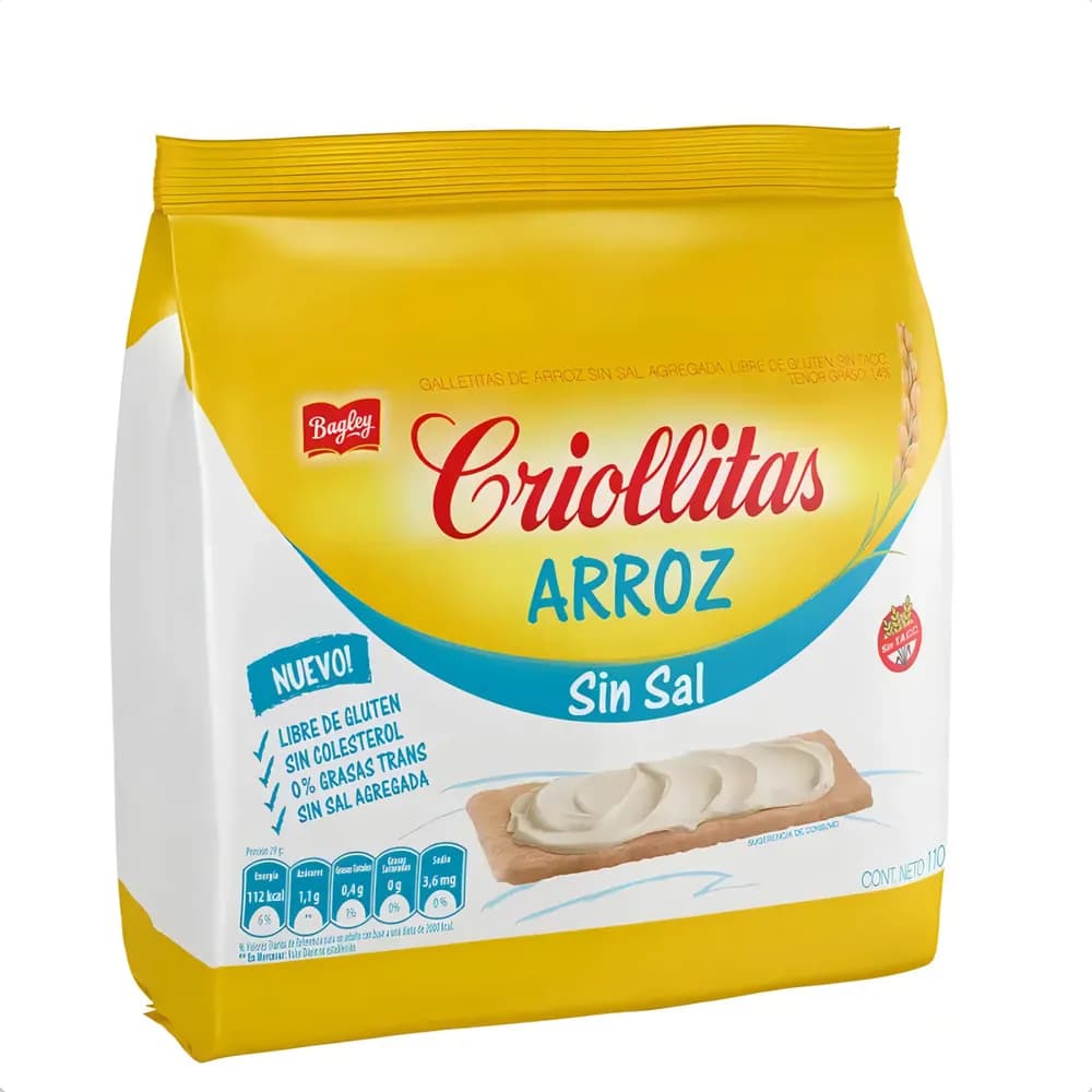 GALLE DE ARROZ SIN SAL CRIOLLITAS 110G