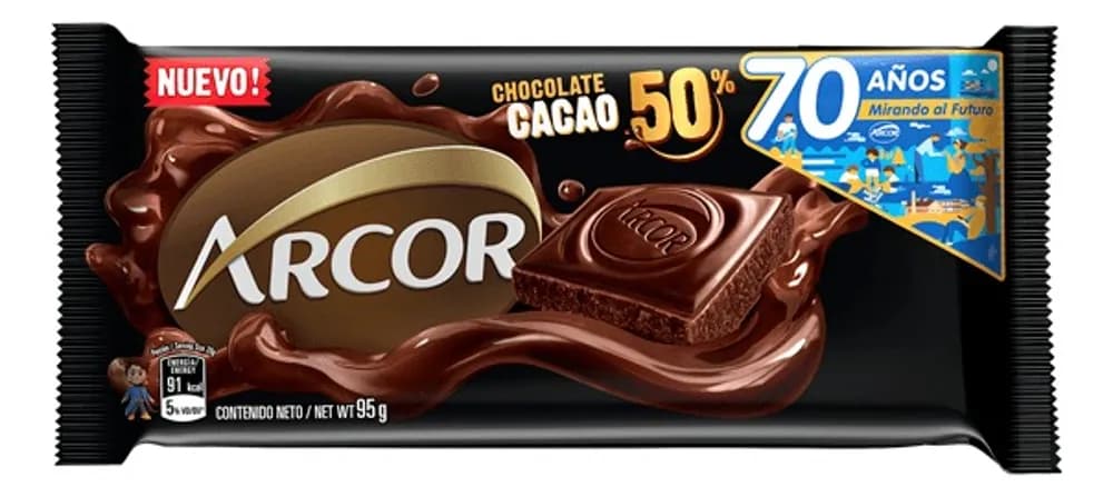 CHOCO ARCOR 50% CACAO 95 G