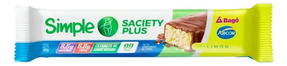 BARRA SIMPLE SACIETY PLUS LIMON 30 G